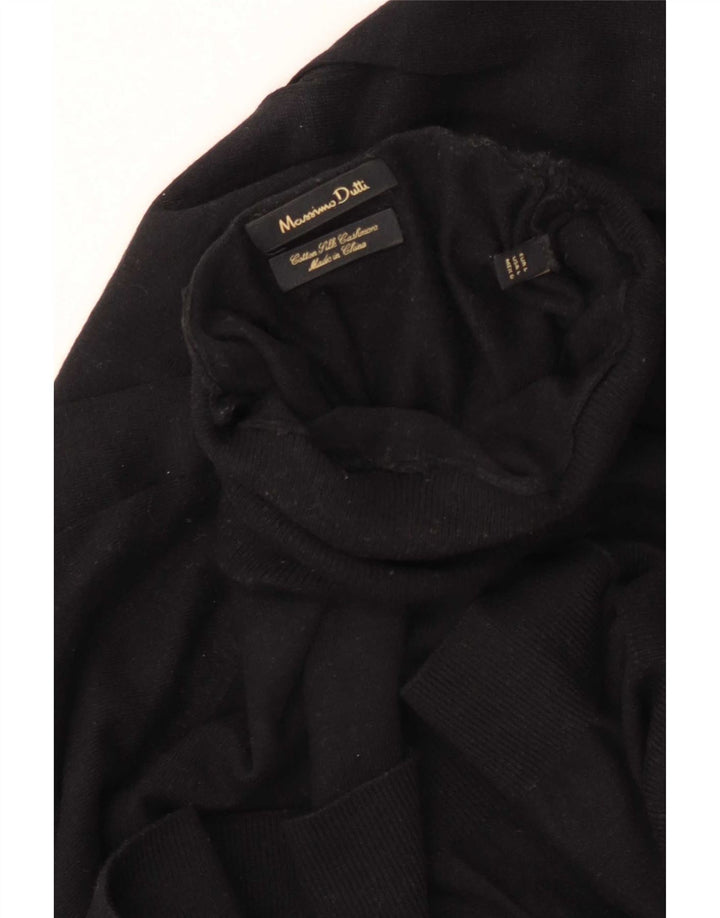 Massimo Dutti Womens Roll Neck Jumper Sweater UK 16 Large Black Cotton