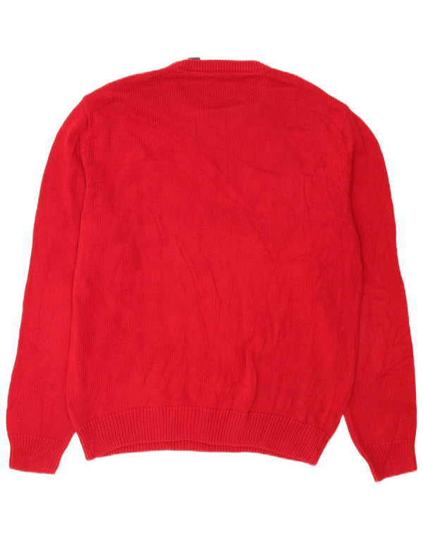 Chaps Mens Crew Neck Jumper Sweater Large Red Cotton