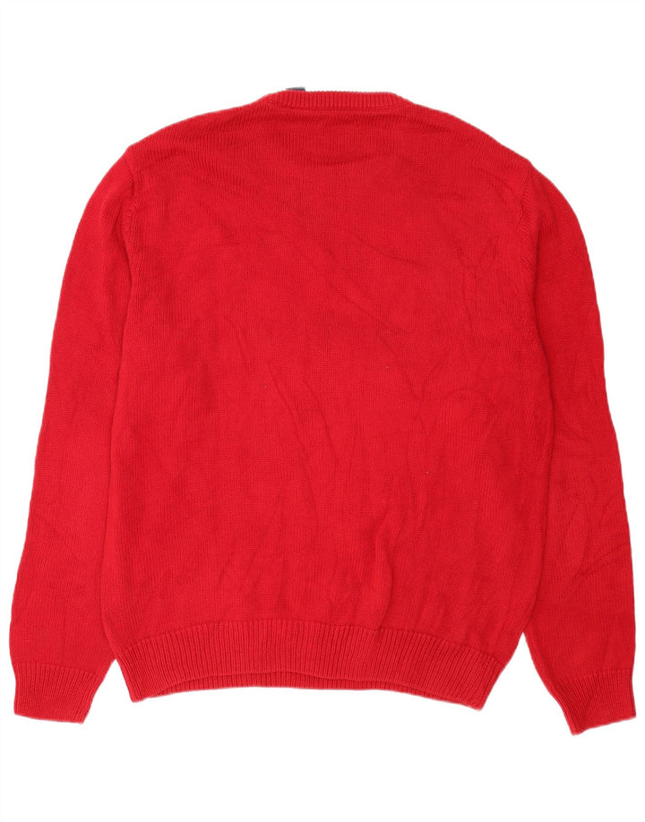Chaps Mens Crew Neck Jumper Sweater Large Red Cotton