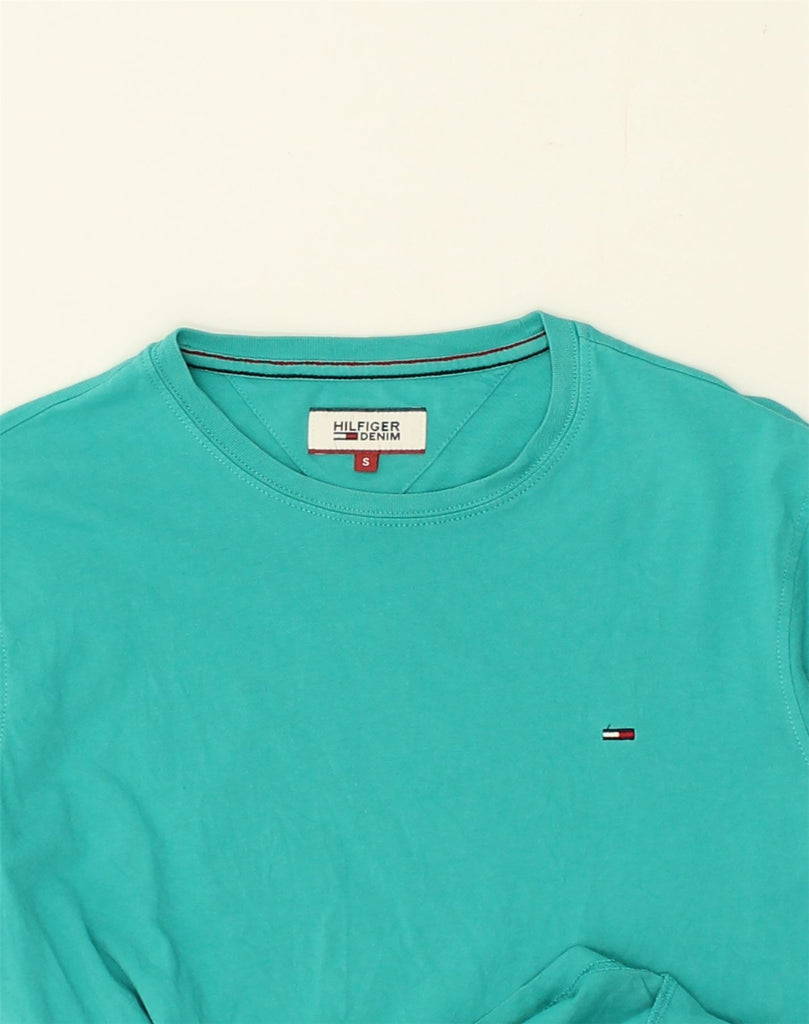 TOMMY HILFIGER Mens T-Shirt Top Small Turquoise Cotton | Vintage Tommy Hilfiger | Thrift | Second-Hand Tommy Hilfiger | Used Clothing | Messina Hembry 