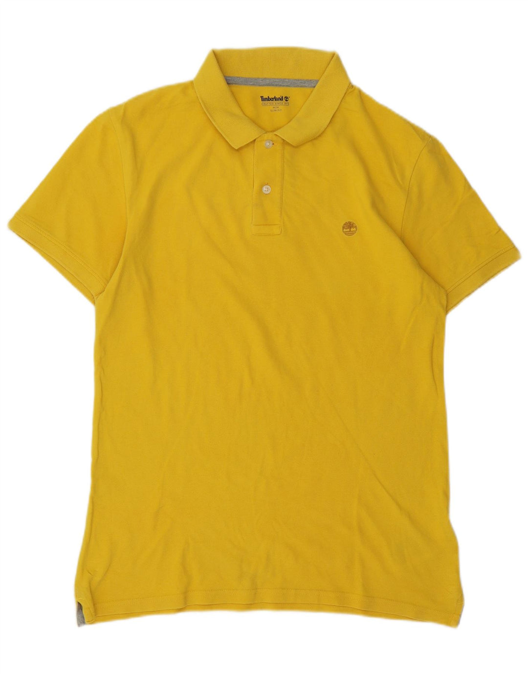 Timberland Mens Slim Fit Polo Shirt Medium Yellow Cotton