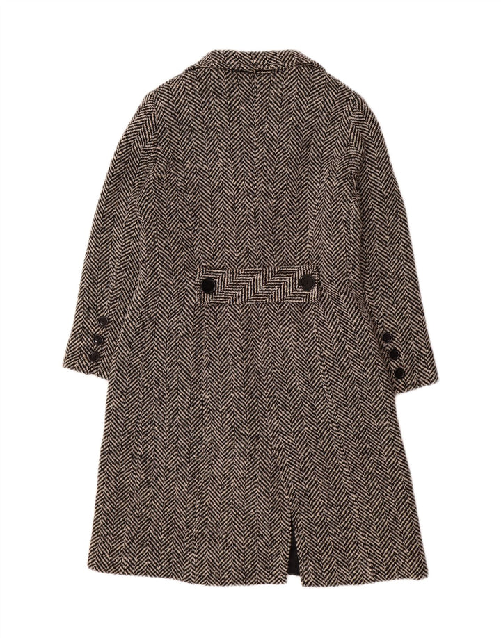 MIRELLA MORI Womens Oversized Overcoat UK 18 XL Black Herringbone Wool