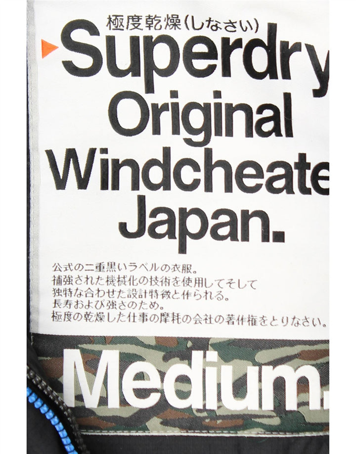 SUPERDRY Womens Graphic Windbreaker Jacket UK 14 Medium Black