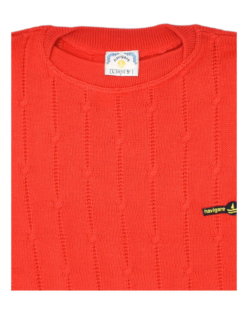 NAVIGARE Mens Crew Neck Jumper Sweater Large Red Wool | Vintage | Thrift | Second-Hand | Used Clothing | Messina Hembry 