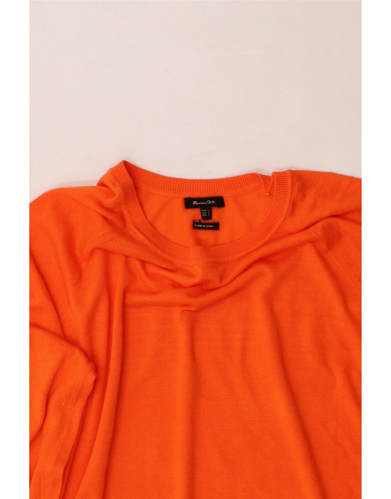 MASSIMO DUTTI Womens Crew Neck Jumper Sweater UK 16 Large Orange Lyocell Vintage Massimo Dutti and Second-Hand Massimo Dutti from Messina Hembry 