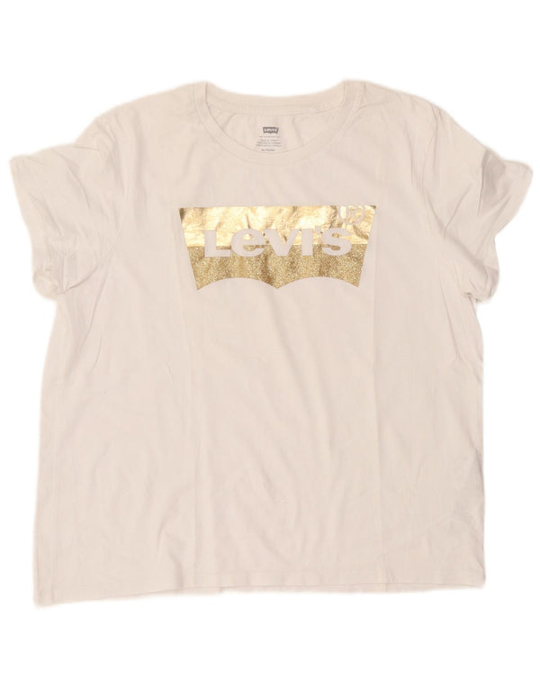 Levi's Womens Graphic T-Shirt Top UK 18 XL White Cotton