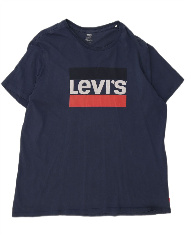 LEVI'S Mens Graphic T-Shirt Top XL Navy Blue Cotton Vintage Levi's and Second-Hand Levi's from Messina Hembry 