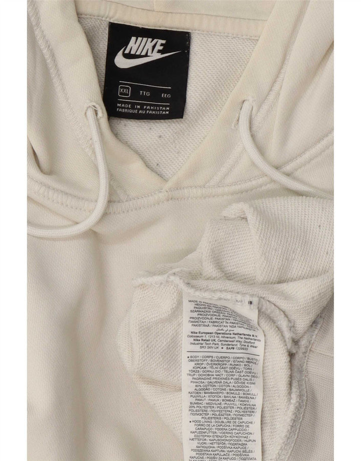 Nike Mens Graphic Hoodie Jumper 2XL White Cotton