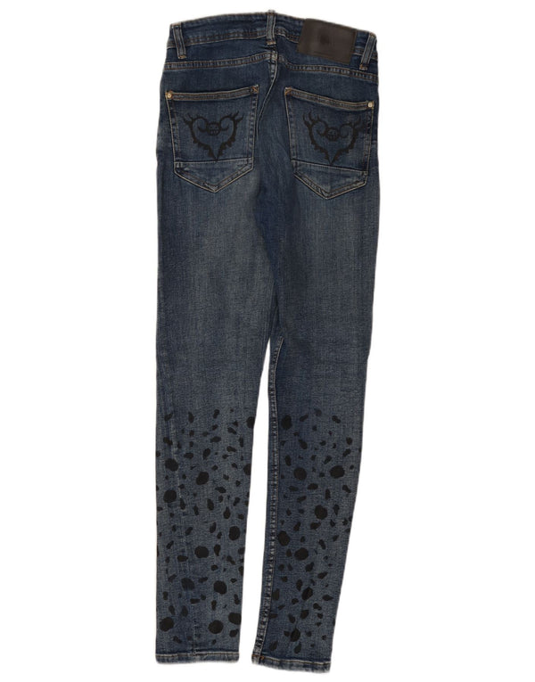 Zara Womens Skinny Jeans EU 38 Small W30 L30 Blue Spotted Cotton