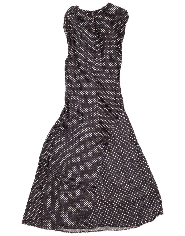 Marks & Spencer Womens Sleeveless Maxi Dress UK 14 Large Navy Blue Spotted