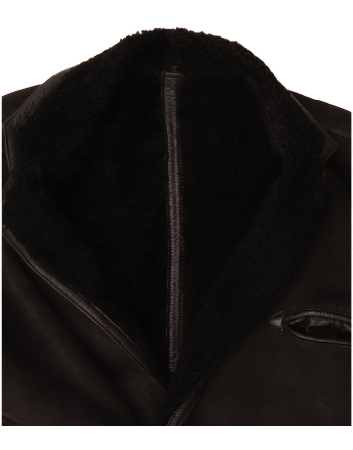 Vintage Mens Shearling Jacket UK 40 Large Black
