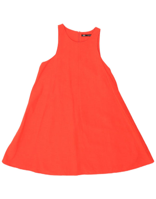 Zara Womens Sleeveless Regular A-Line Dress UK 8 Small Red Viscose