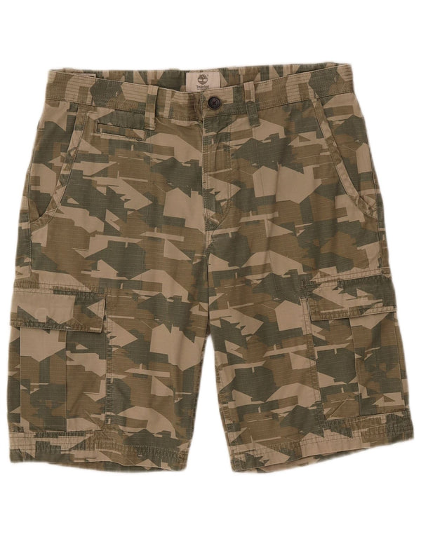 Timberland Mens Cargo Shorts Medium W33 Khaki Camouflage Cotton