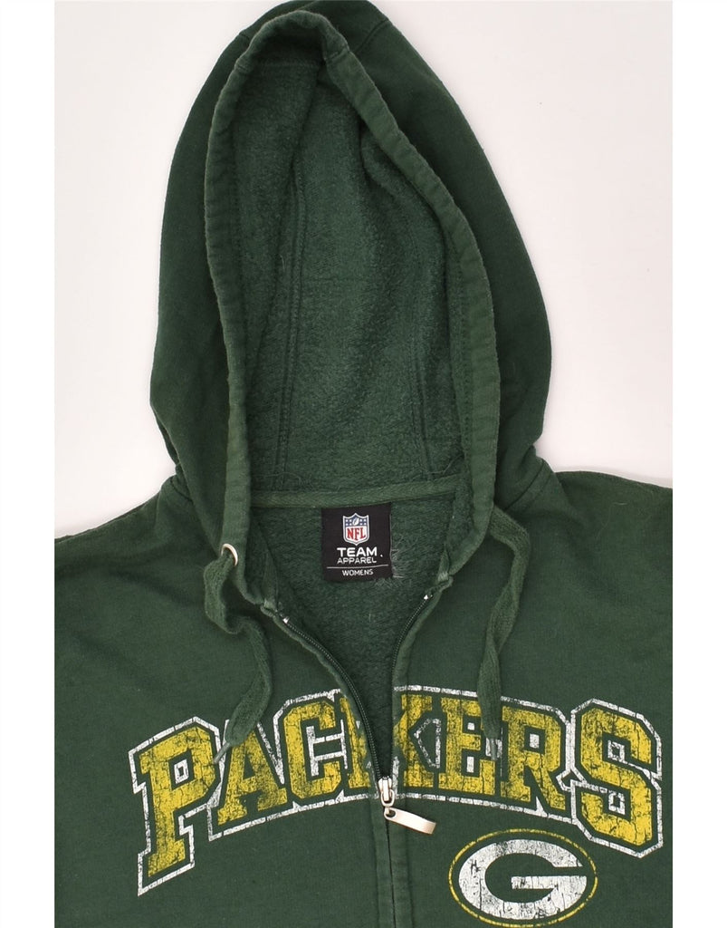 MAJESTIC Womens Packers Graphic Zip Hoodie Sweater UK 14 Medium Green | Vintage Majestic | Thrift | Second-Hand Majestic | Used Clothing | Messina Hembry 