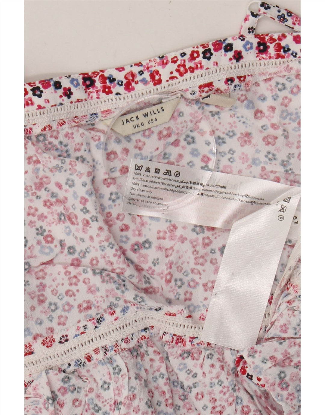 JACK WILLS Womens Cami Top UK 8 Small  Red Floral Viscose Vintage Jack Wills and Second-Hand Jack Wills from Messina Hembry 