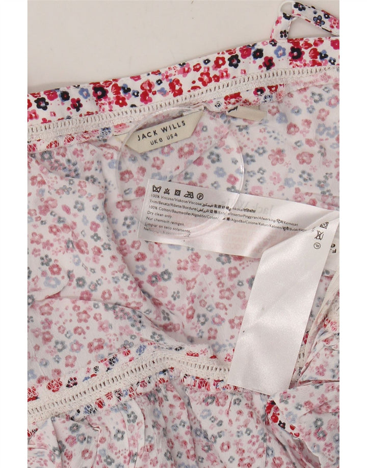 JACK WILLS Womens Cami Top UK 8 Small  Red Floral Viscose Vintage Jack Wills and Second-Hand Jack Wills from Messina Hembry 