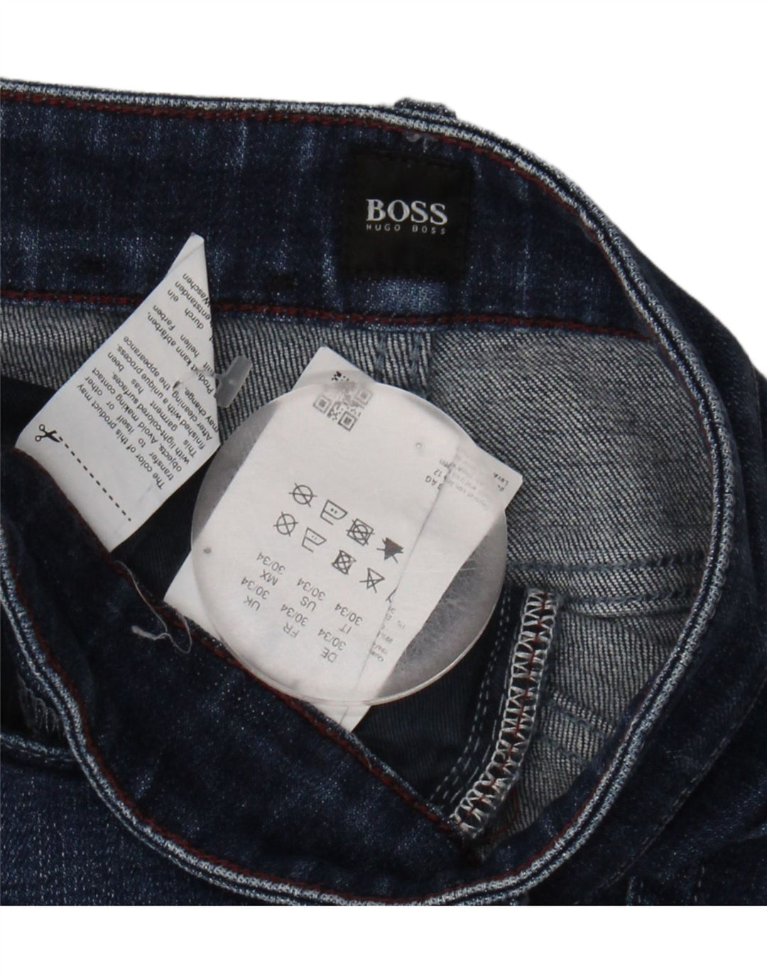 HUGO BOSS Mens Straight Jeans W30 L25 Navy Blue Cotton Vintage Hugo Boss and Second-Hand Hugo Boss from Messina Hembry 