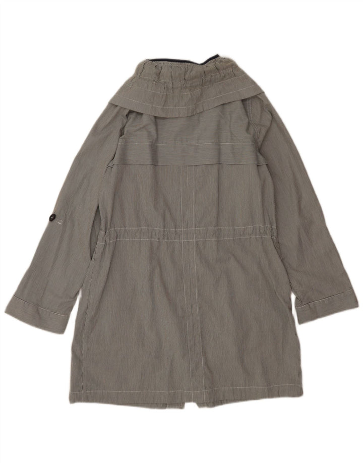 Marks & Spencer Womens Oversized Trench Coat UK 10 Small Grey Pinstripe