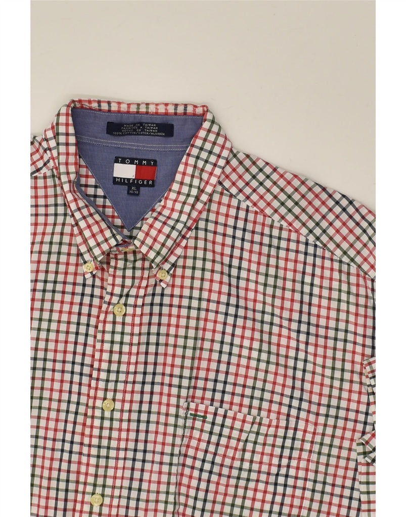 TOMMY HILFIGER Mens Short Sleeve Shirt XL Red Check Cotton | Vintage Tommy Hilfiger | Thrift | Second-Hand Tommy Hilfiger | Used Clothing | Messina Hembry 