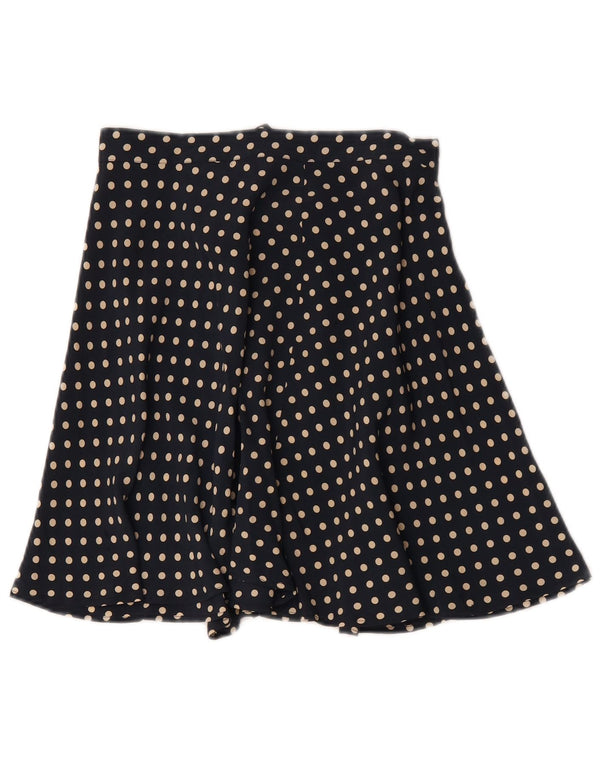 All Over Womens A-Line Skirt Small W26 Navy Blue Polka Dot