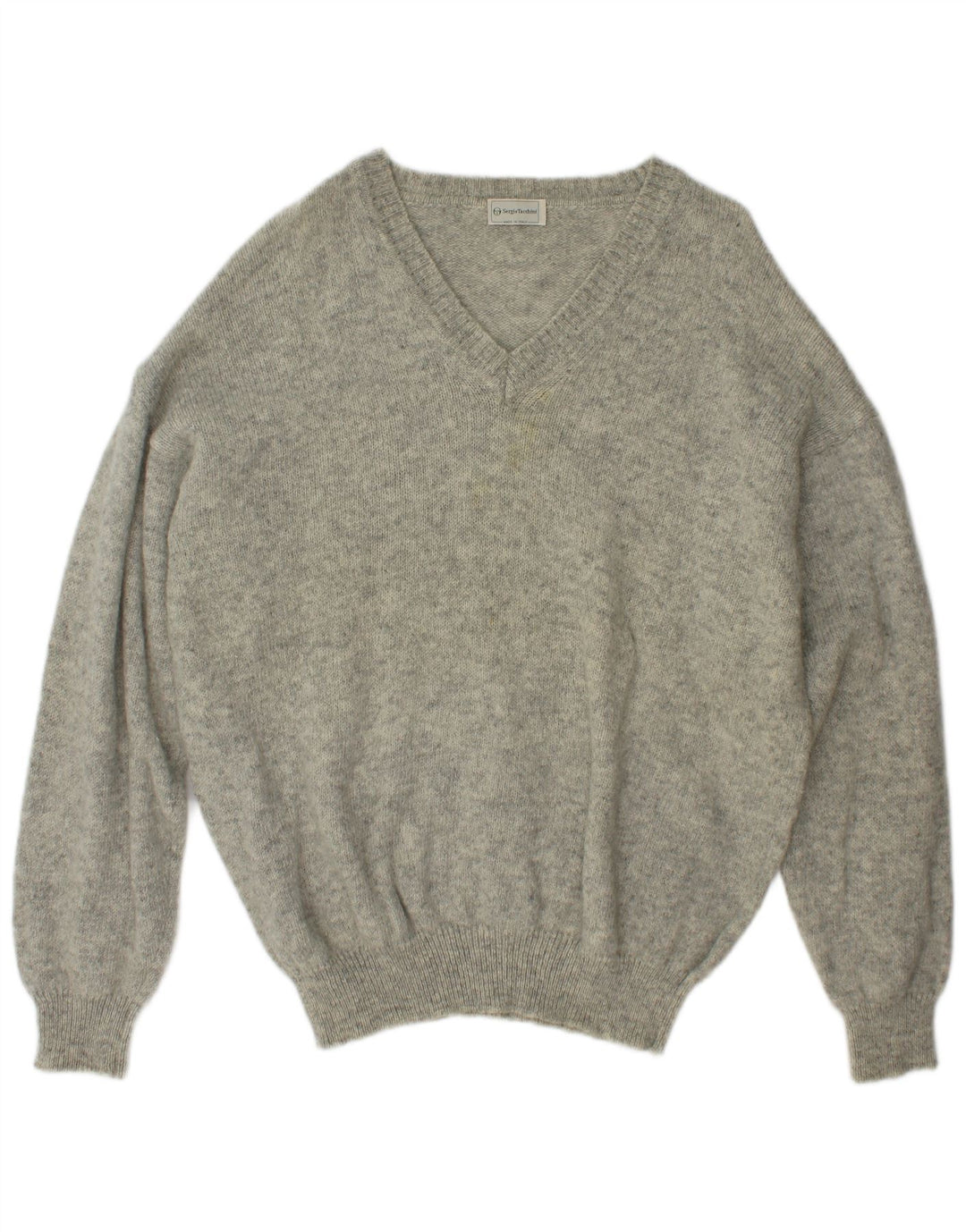 Sergio Tacchini Mens V-Neck Jumper Sweater 2XL Grey Flecked Wool