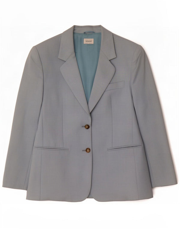Benetton Womens 2 Button Blazer Jacket IT 42 Medium Blue Wool