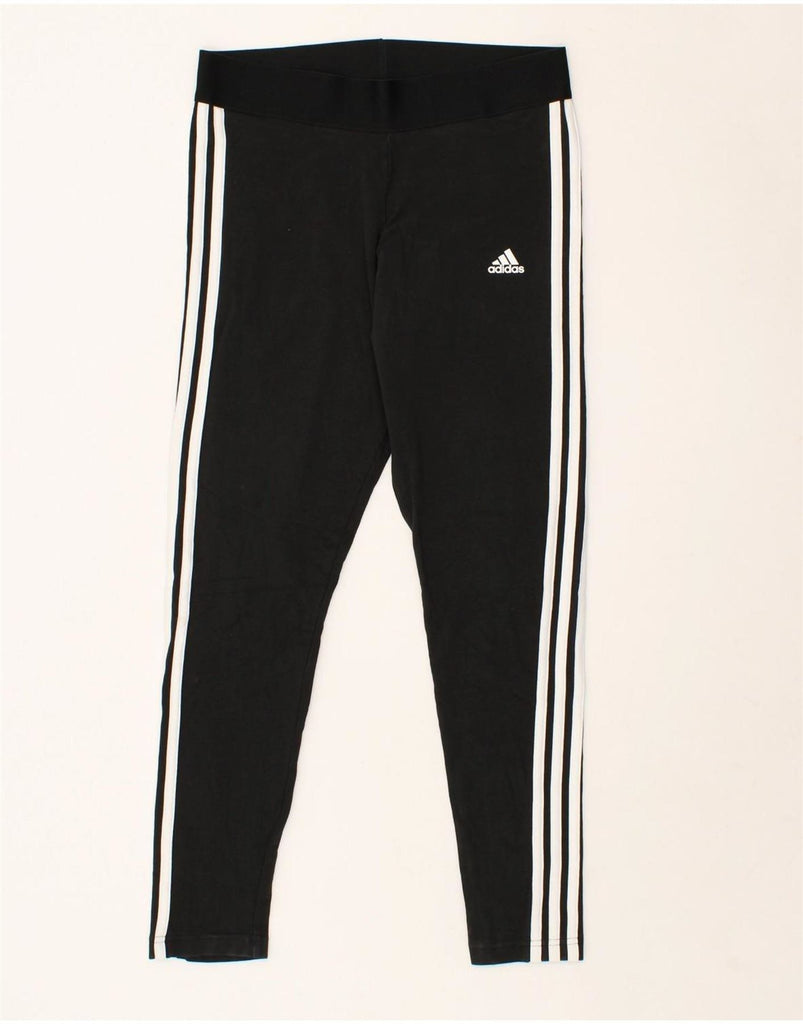 ADIDAS Womens Leggings UK 12/14 Medium Black Cotton Vintage Adidas and Second-Hand Adidas from Messina Hembry 