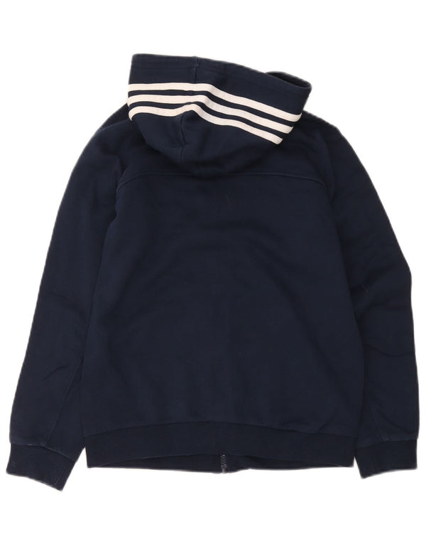 Adidas Boys Zip Hoodie Sweater 11-12 Years Navy Blue Cotton