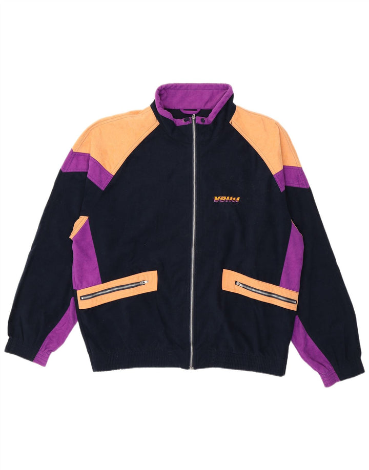 Vintage Mens Tracksuit Top Jacket IT 56 2XL Black Colourblock