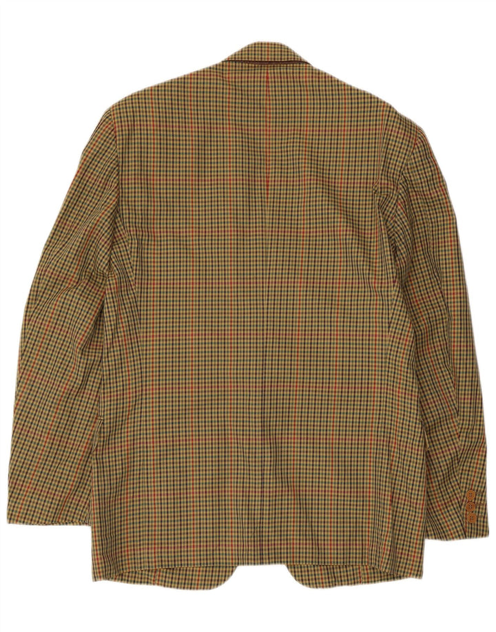 Monza Mens 2 Button Blazer Jacket IT 48 Medium Khaki Gingham Cotton