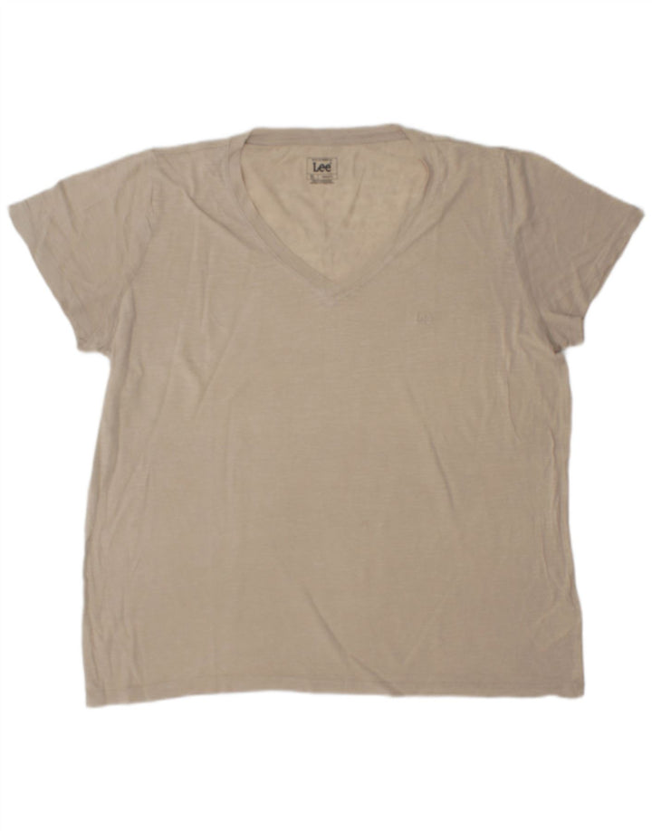 Lee Mens Regular Fit T-Shirt Top XL Beige Lyocell
