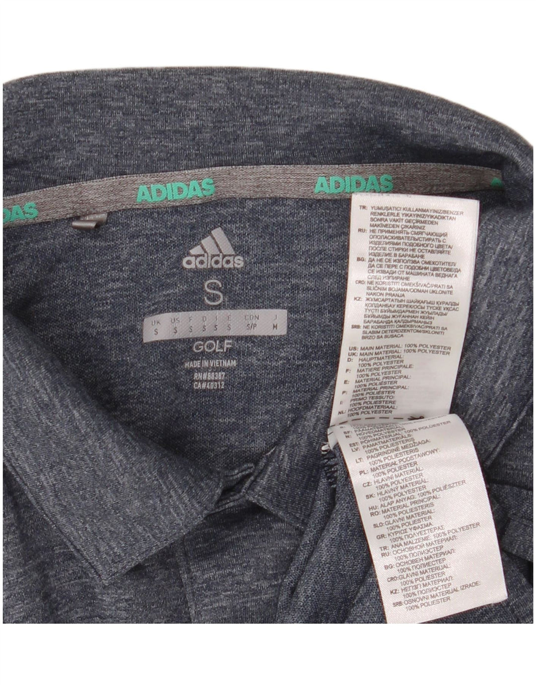 Adidas Mens Golf Polo Shirt Small Blue Polyester