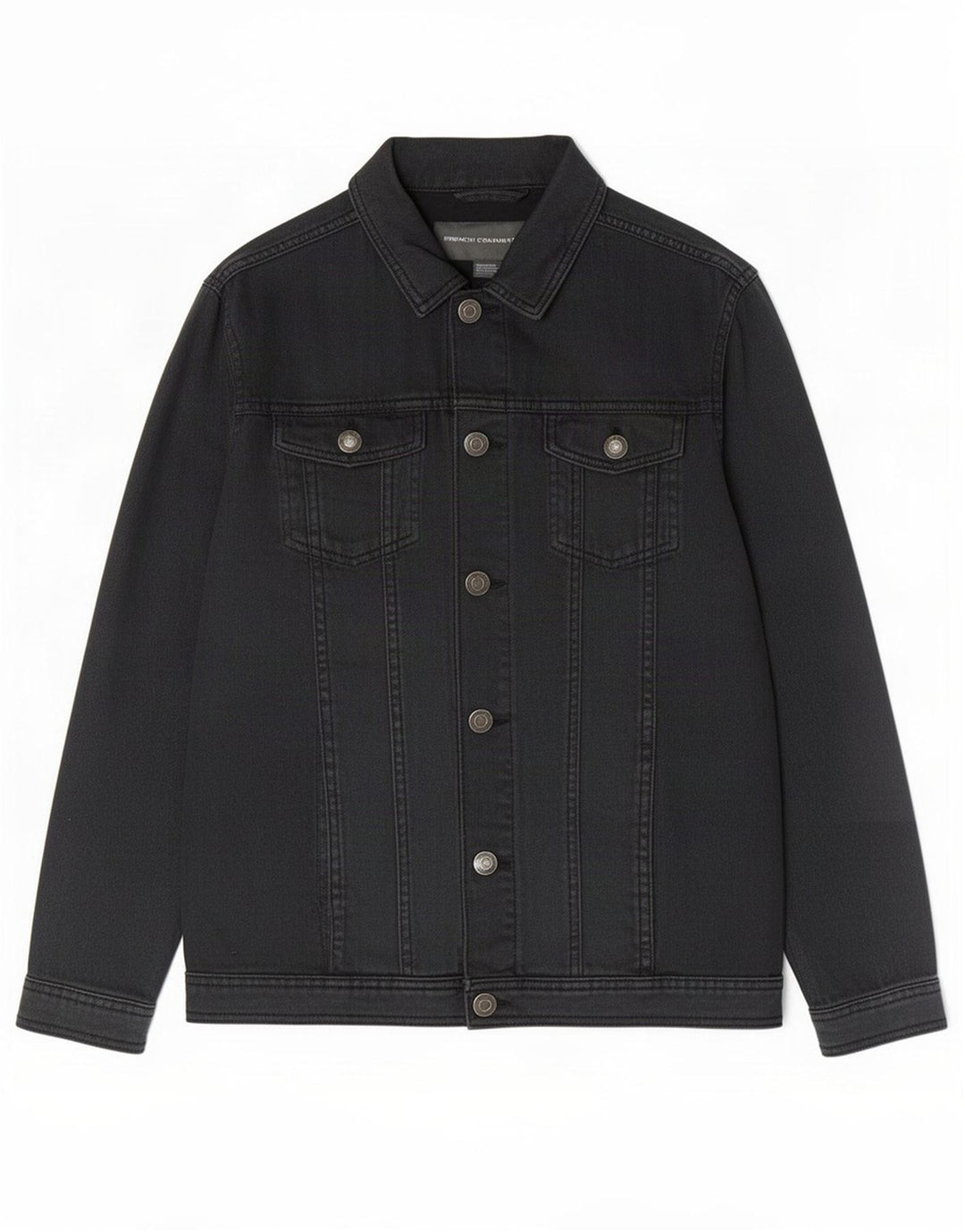 French Connection Mens Denim Jacket UK 38 Medium Black Cotton