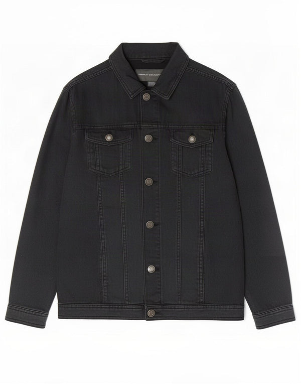 French Connection Mens Denim Jacket UK 38 Medium Black Cotton