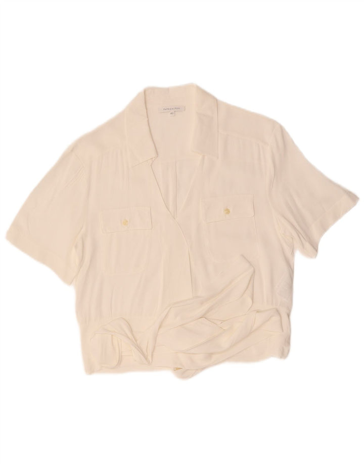 Patrizia Pepe Womens Front Tie Short Sleeve Shirt Blouse IT 42 Medium White