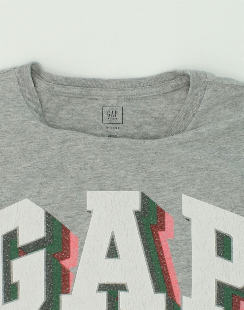 GAP Girls Graphic T-Shirt Top 11-12 Years XL Grey Cotton | Vintage Gap | Thrift | Second-Hand Gap | Used Clothing | Messina Hembry 