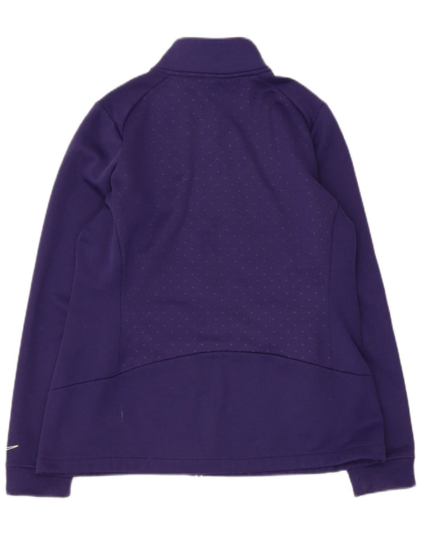 Nike Womens Therma-Fit Tracksuit Top Jacket UK 16 Large Purple Spotted