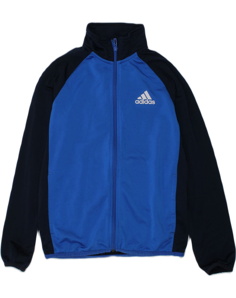 ADIDAS Boys Tracksuit Top Jacket 11-12 Years Blue Colourblock Polyester | Vintage Adidas | Thrift | Second-Hand Adidas | Used Clothing | Messina Hembry 