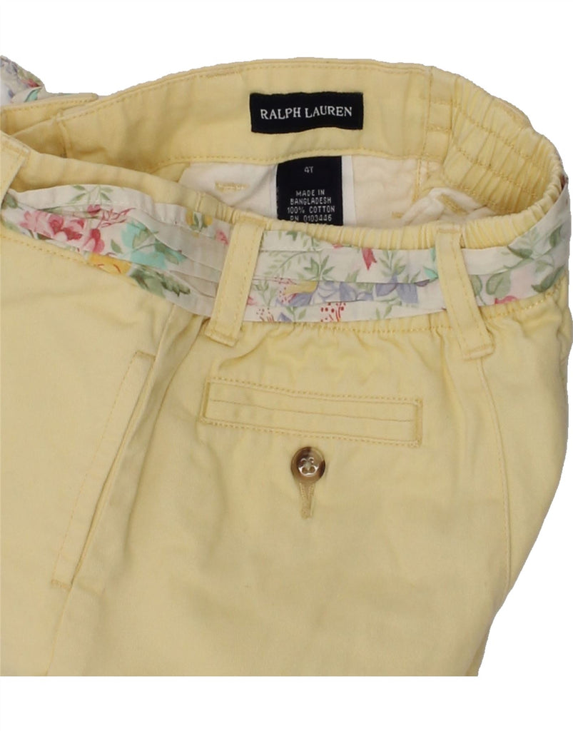 RALPH LAUREN Girls Chino Shorts 3-4 Years W20  Yellow Cotton | Vintage Ralph Lauren | Thrift | Second-Hand Ralph Lauren | Used Clothing | Messina Hembry 
