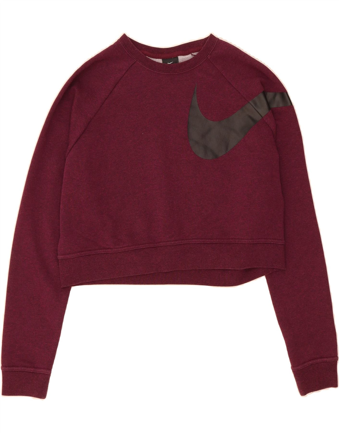 NIKE Womens Dri Fit Crop Graphic Sweatshirt Jumper Small Burgundy Vintage Nike and Second-Hand Nike from Messina Hembry 