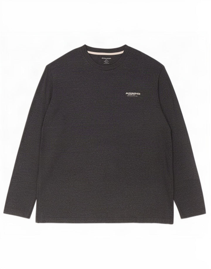 Jack & Jones Mens Top Long Sleeve 2XL Grey Cotton