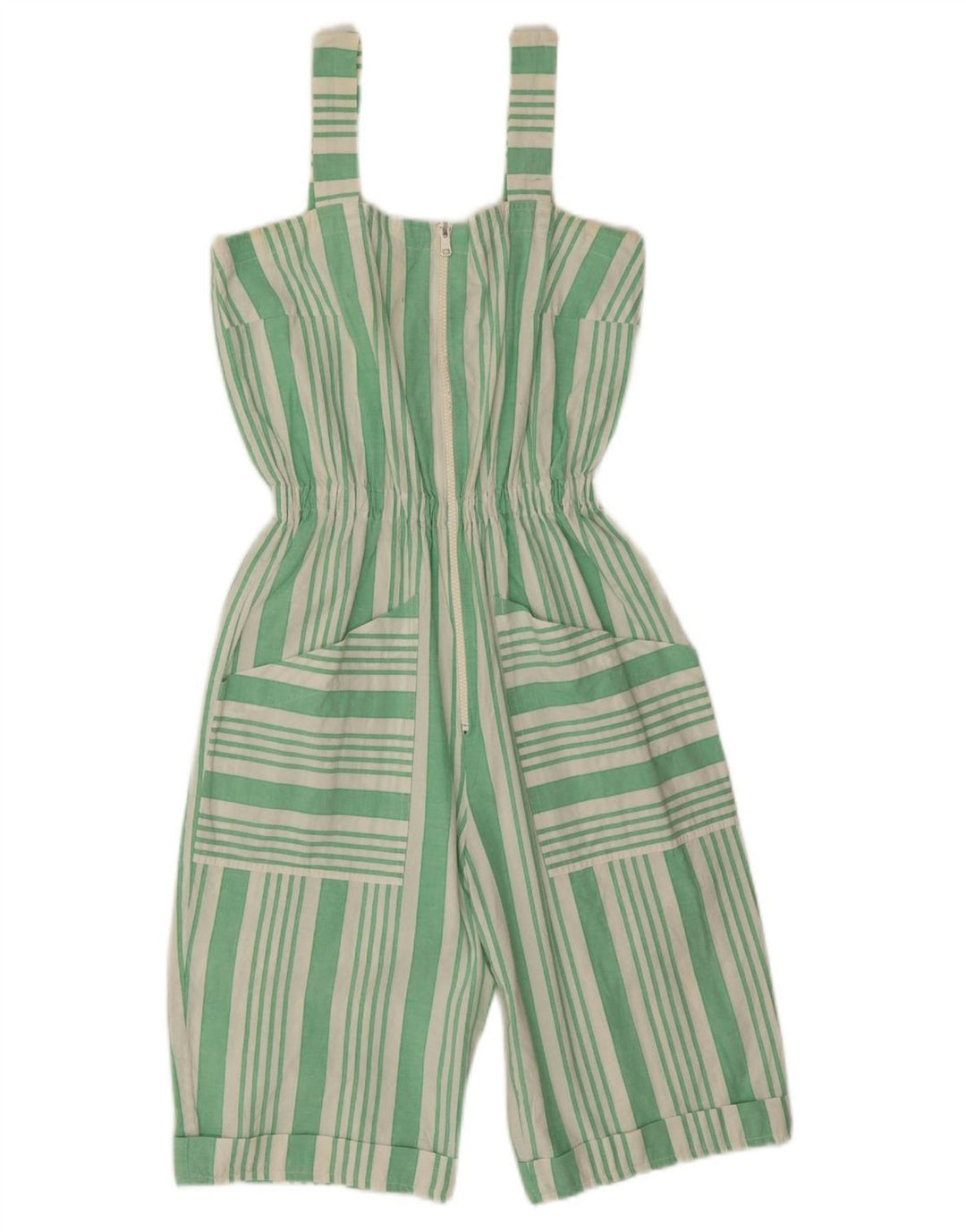 Vintage Womens Playsuit UK 12 Medium  Green Striped