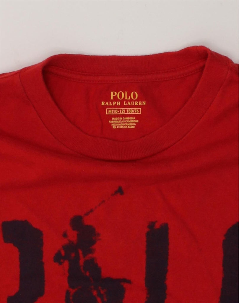 POLO RALPH LAUREN Boys Graphic T-Shirt Top 10-11 Years Medium  Red Cotton | Vintage Polo Ralph Lauren | Thrift | Second-Hand Polo Ralph Lauren | Used Clothing | Messina Hembry 