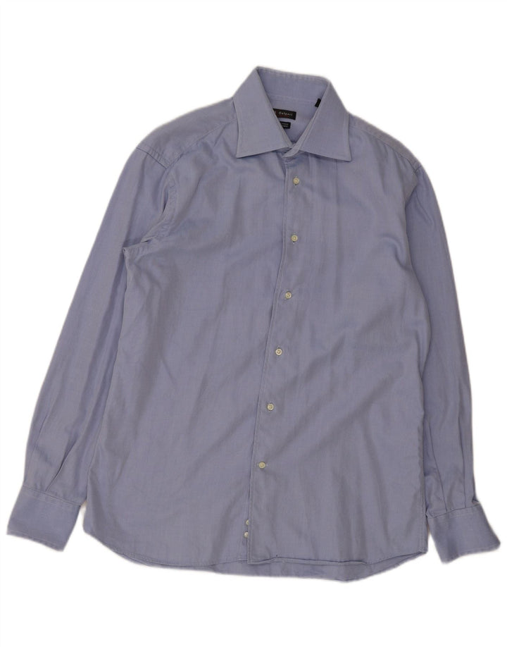 Vintage Mens Shirt Size 41 16 Large Blue Pinstripe Cotton