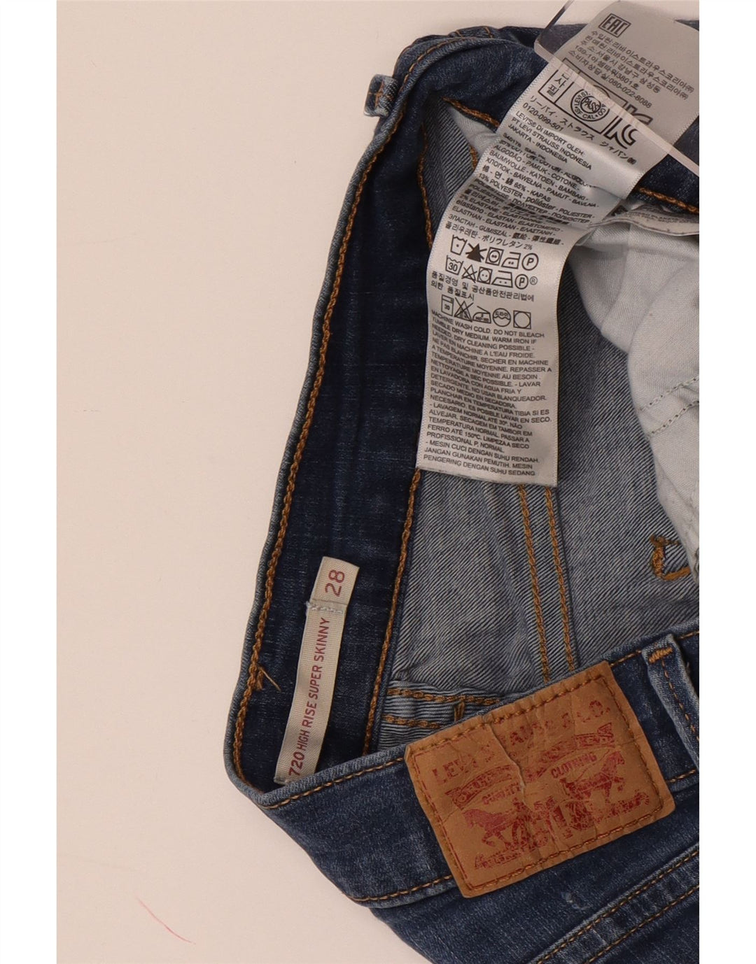 LEVI'S Womens 720 High Rise Denim Shorts W28 Medium Blue Cotton