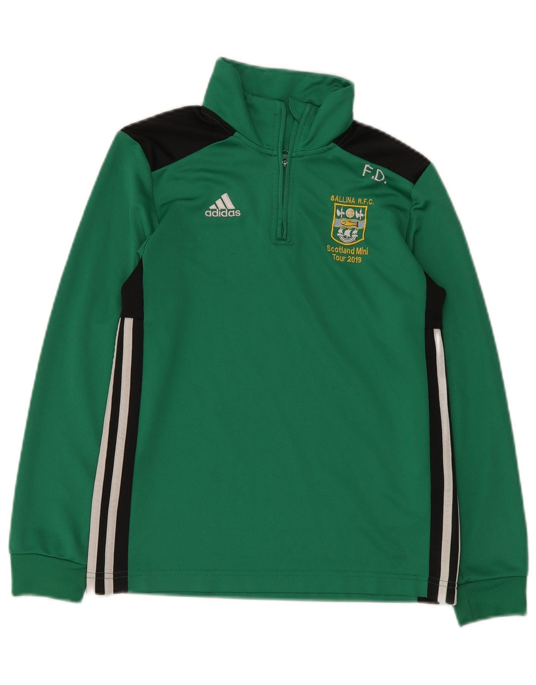 ADIDAS Boys Graphic Pullover Tracksuit Top 11-12 Years Green Colourblock