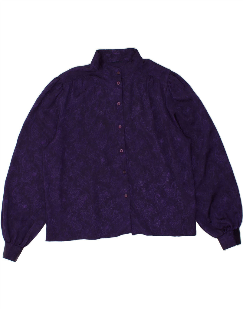 VINTAGE Womens Shirt Blouse UK 16 Large Purple Paisley Vintage Vintage and Second-Hand Vintage from Messina Hembry 