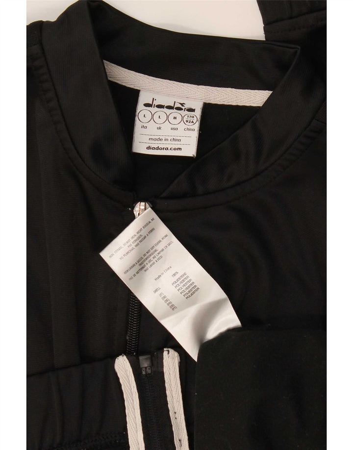 Diadora Boys Tracksuit Top Jacket 15-16 Years Large Black Polyester