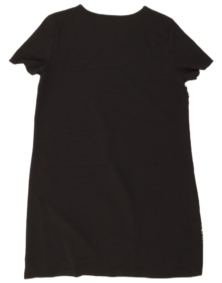 Zara Womens Abstract Pattern Shift Dress UK 14 Medium Black