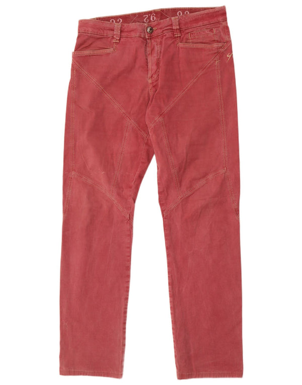 9.2 by Carlo Chionna Mens Straight Casual Trousers W36 L33 Burgundy Cotton